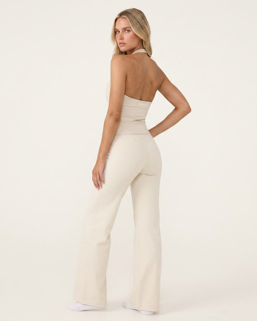 Wide Leg  Prana White   Pantalón Deportivo de Tiro Alto