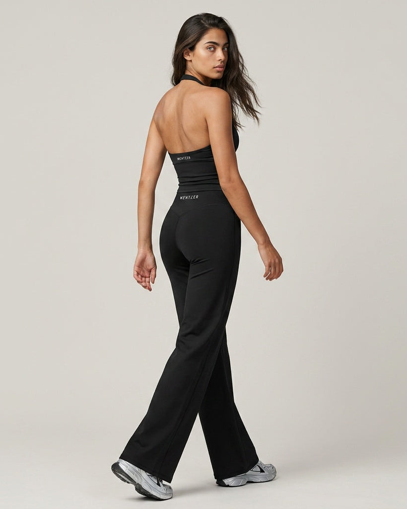 Wide Leg Black — Pantalón Deportivo de Tiro Alto