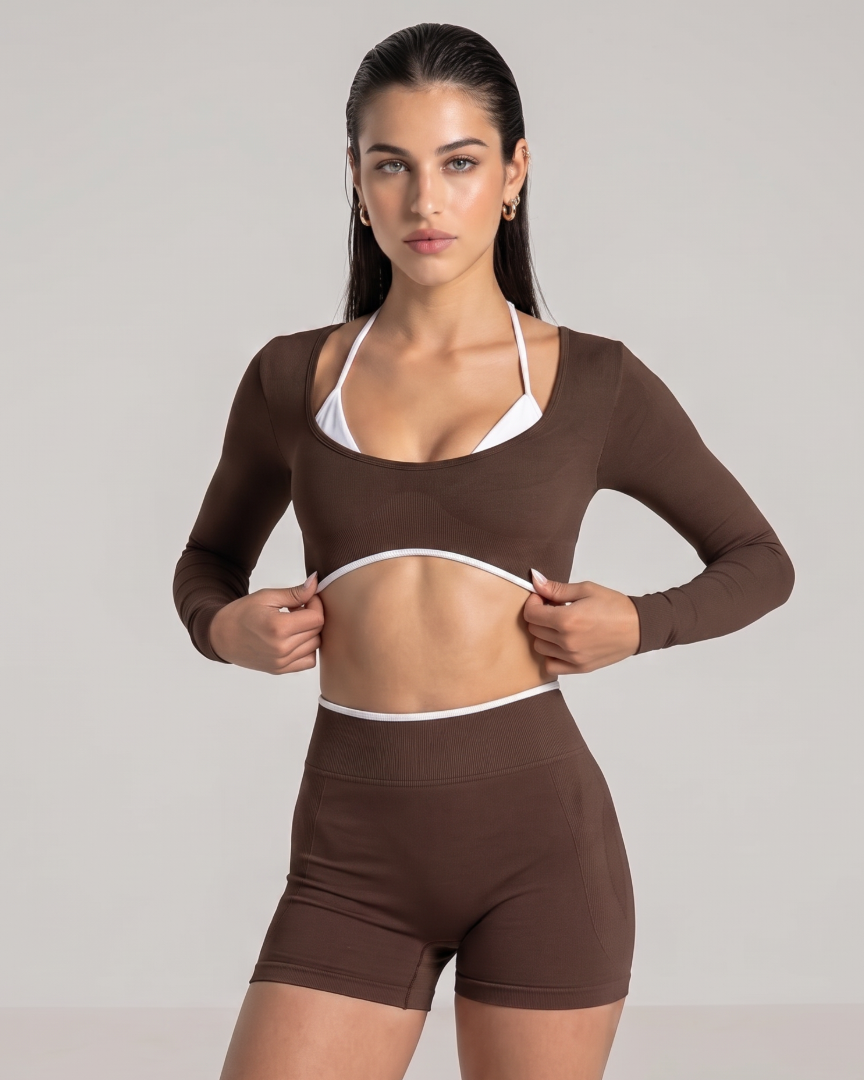 Top Deportivo Manga Larga SCULP™ Brown