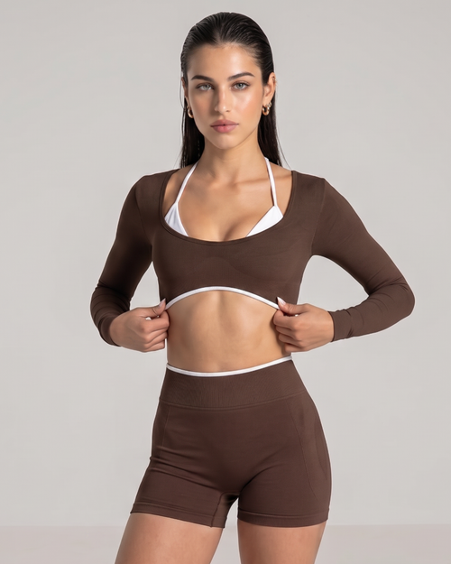 Top Deportivo Manga Larga SCULPT™ Brown
