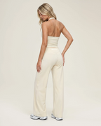Wide Leg  Prana White   Pantalón Deportivo de Tiro Alto